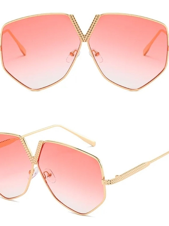 Gold Frame Brown Gradient Women\'s Sunglasses - Chic Designer Style main image 7